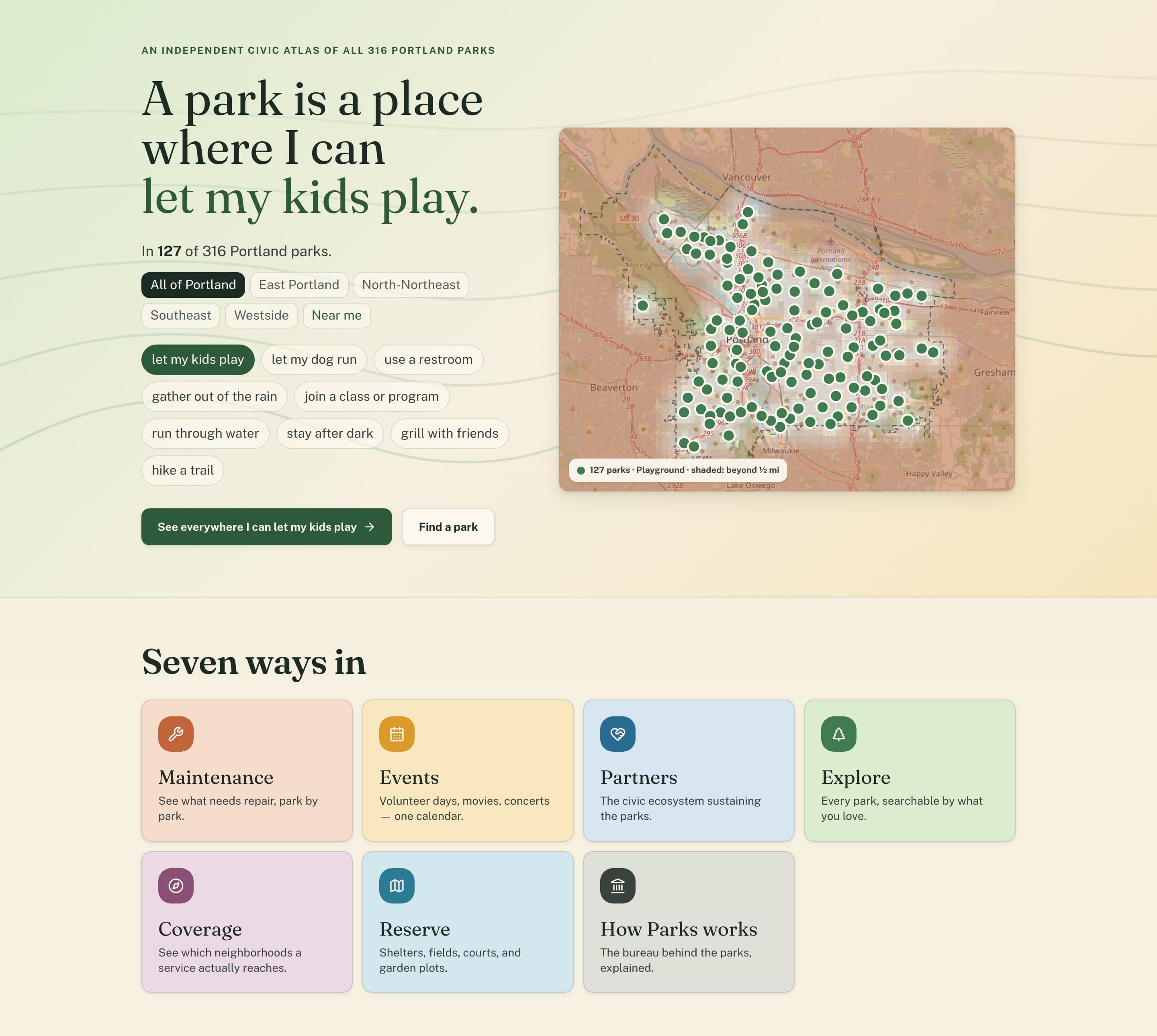 The Parks Atlas map of Portland